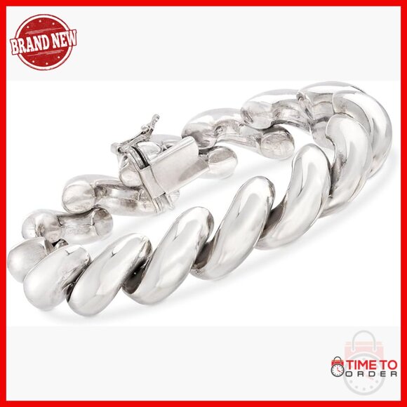 Italian Sterling Silver San Marco Link Bracelet 7.25 Inches